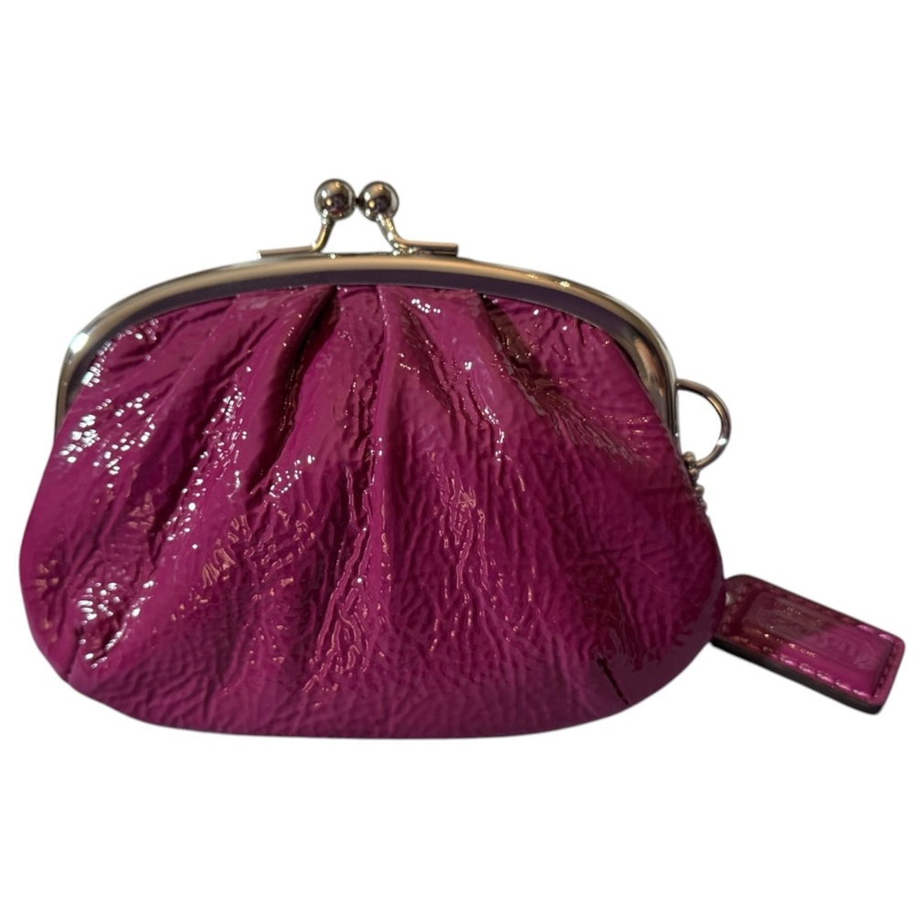 Coach Patent Deep Berry/Fuchsia Kiss-Lock Wristlet Clutch/Coin Purse